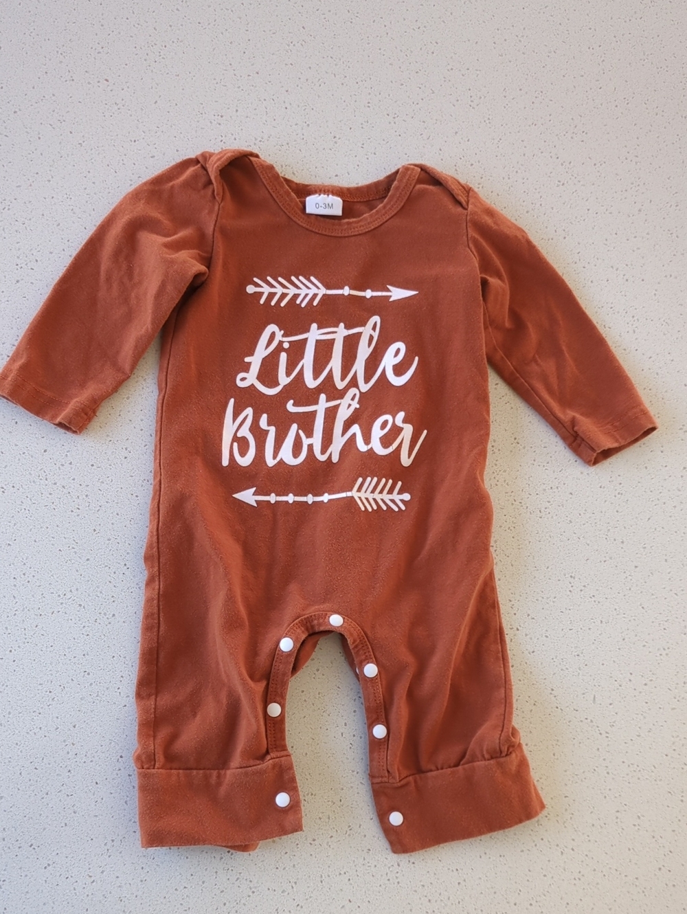 Little Brother Rust Long-Sleeve One-Piece Baby Romper 0-3 Months